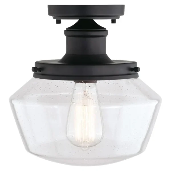 1-Light 10-in Matte Black Indoor/Outdoor Semi Flush Mount Light by Cascadia Collins