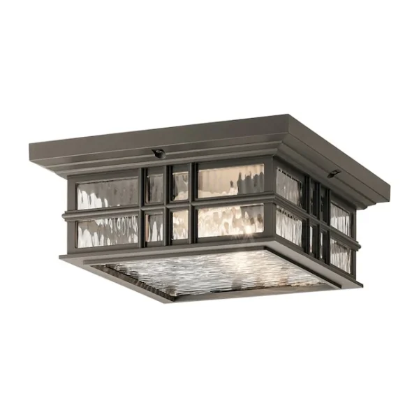 2-Light 12-in Bronze Indoor/Outdoor Flush Mount Light by Kichler Beacon Square