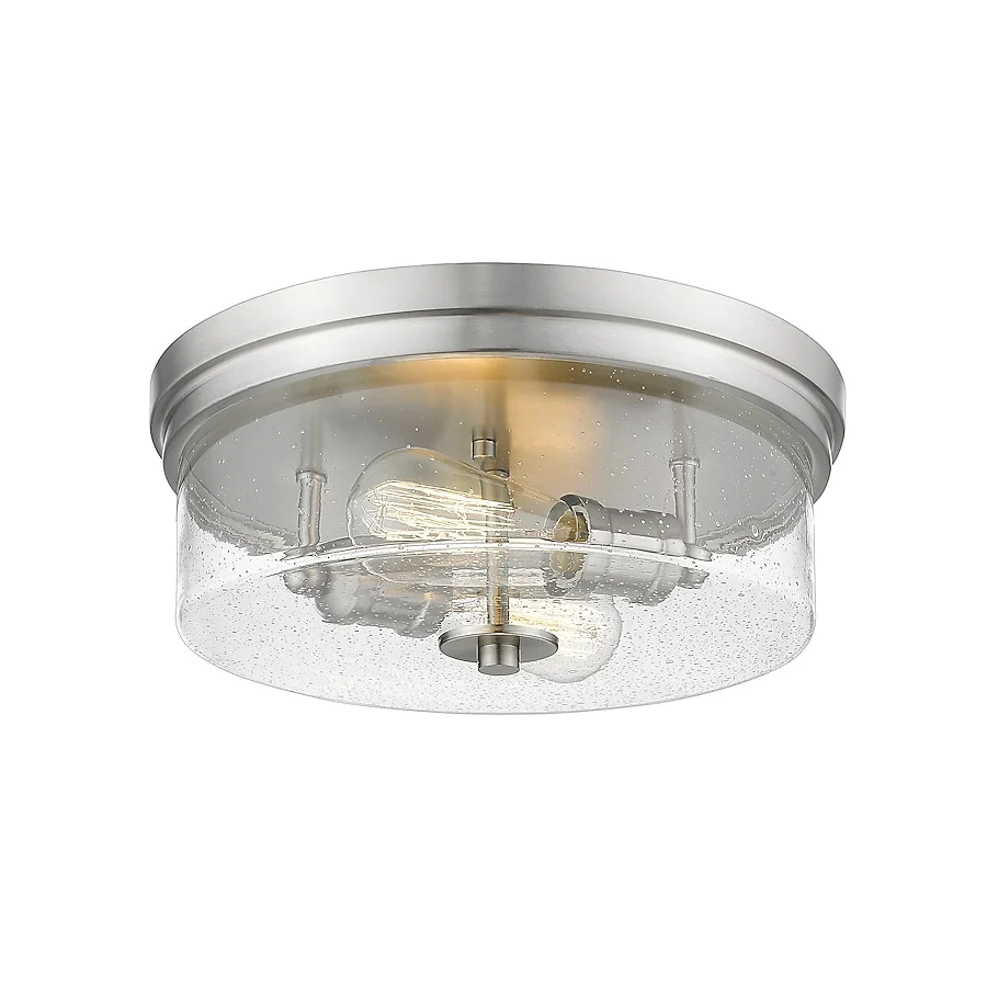 2-Light 13-in Brushed Nickel Flush Mount Light by Z-Lite Bohin (1) 2 Light 13 in Brushed Nickel Flush Mount Light by Z Lite Bohin 1