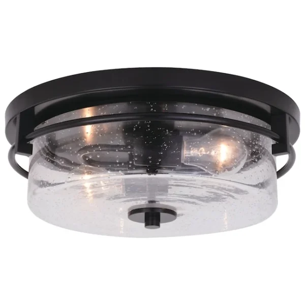 2-Light 15-in Matte Black Flush Mount Light by Cascadia Addison