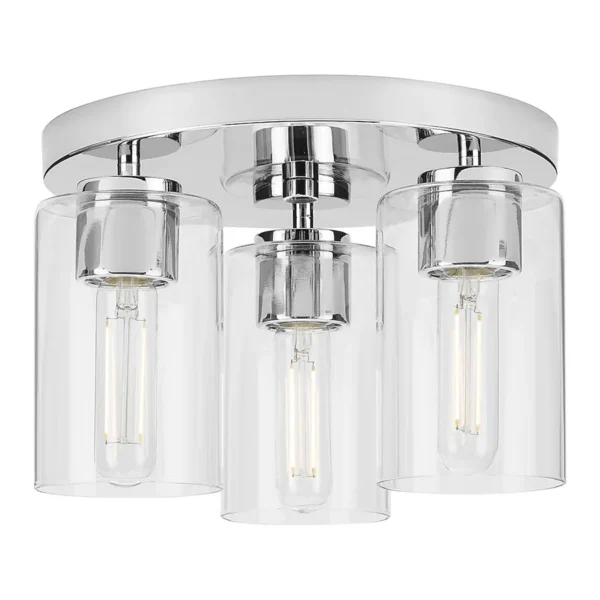 3-Light 12-in Polished Chrome Flush Mount Light by Progress Lighting Cofield