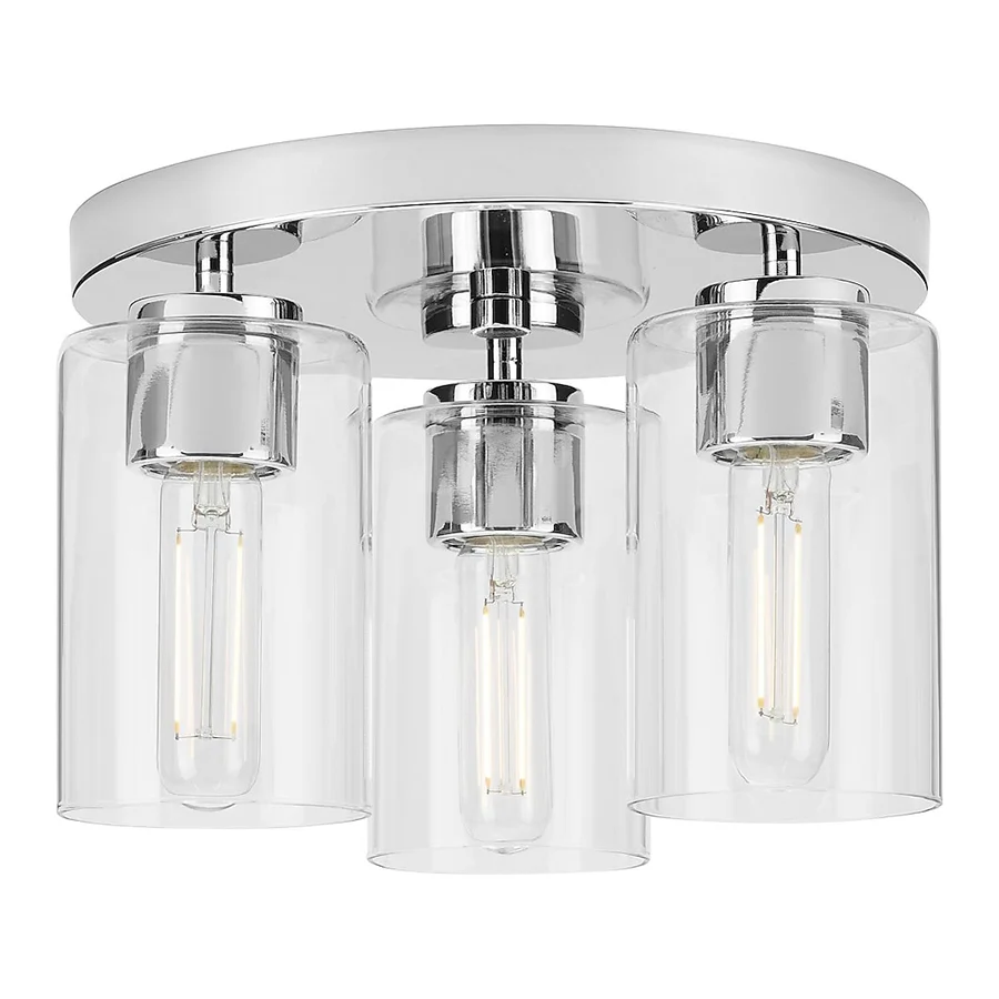 3-Light 12-in Polished Chrome Flush Mount Light by Progress Lighting Cofield (12) 3 Light 12 in Polished Chrome Flush Mount Light by Progress Lighting Cofield 12