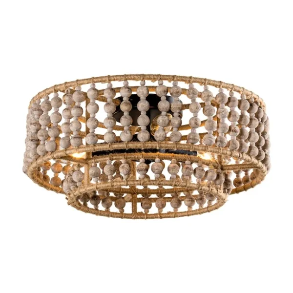 3-Light 15.74-in Distressed White Flush Mount Light by Parrot Uncle